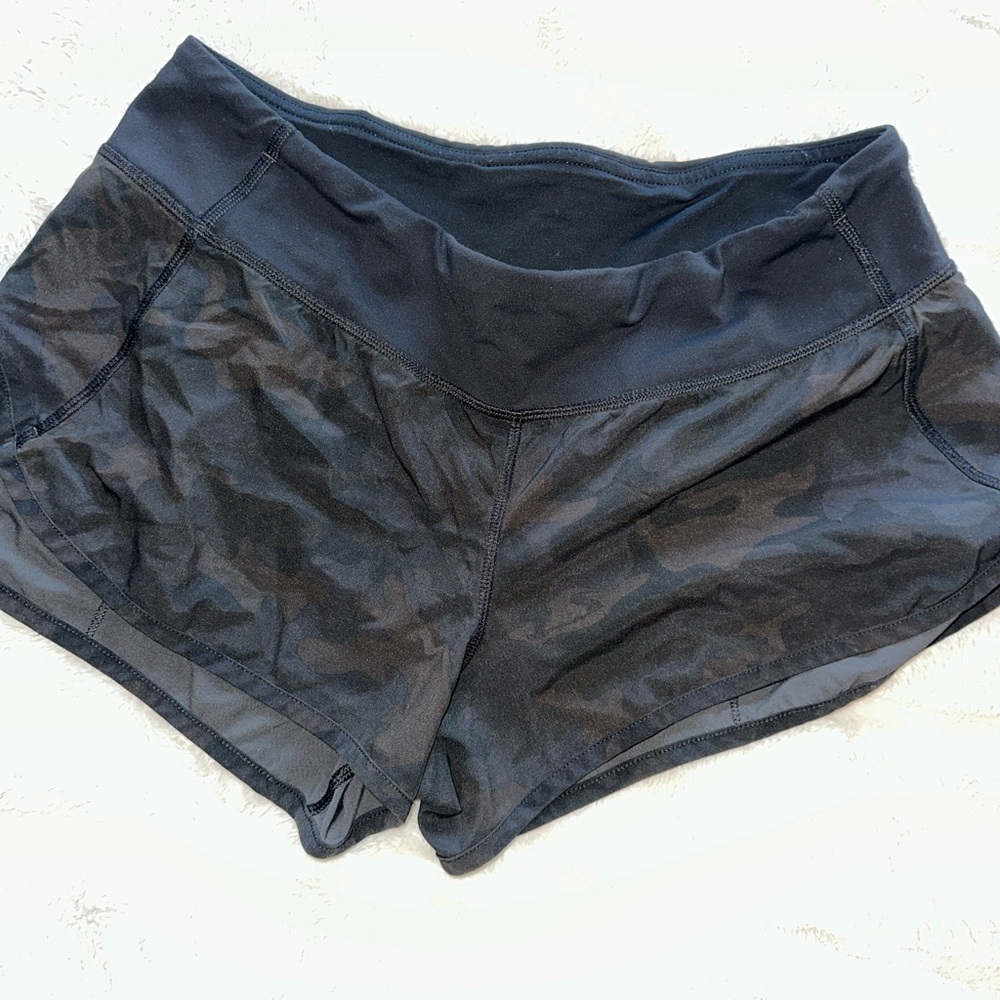 Black camo LuluLemon speed shorts